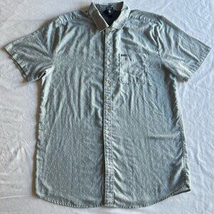 Volcom Men's XL Light Blue, White Dots Modern Fit Short Sleeve Casual Shirt